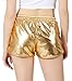 POSHDIVAH Metallic Shorts for Women Hot Sparkly Shiny Shorts with Elastic Drawstring