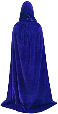 BeautifulfashionlifeUnisex Hooded Cloak Role Halloween Cape Play Costume Full Length Blue 130cm