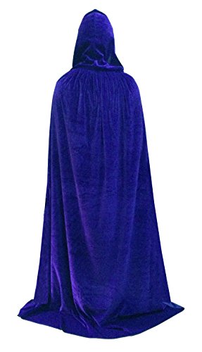 BeautifulfashionlifeUnisex Hooded Cloak Role Halloween Cape Play Costume Full Length Blue 130cm