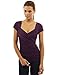 PattyBoutik Women's Cross Front V Neck Ruched Mesh Blouse (Purple M)