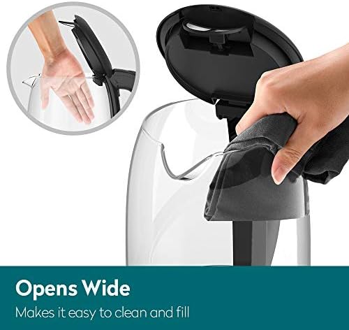 Bouilloire Électrique en Cristal, Bouilloire Électrique 1,7 L avec LED, Bouilloire Sans BPA avec Arrêt Automatique et Protection contre l'ébullition, Bouilloire de Chauffage Rapide