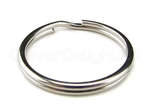 100 pack - cleverdelights 1" split key ring - strong key cha…