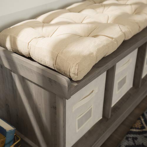 Walker Edison Modern Farmhouse Entryway Shoe Storage Bench Totes