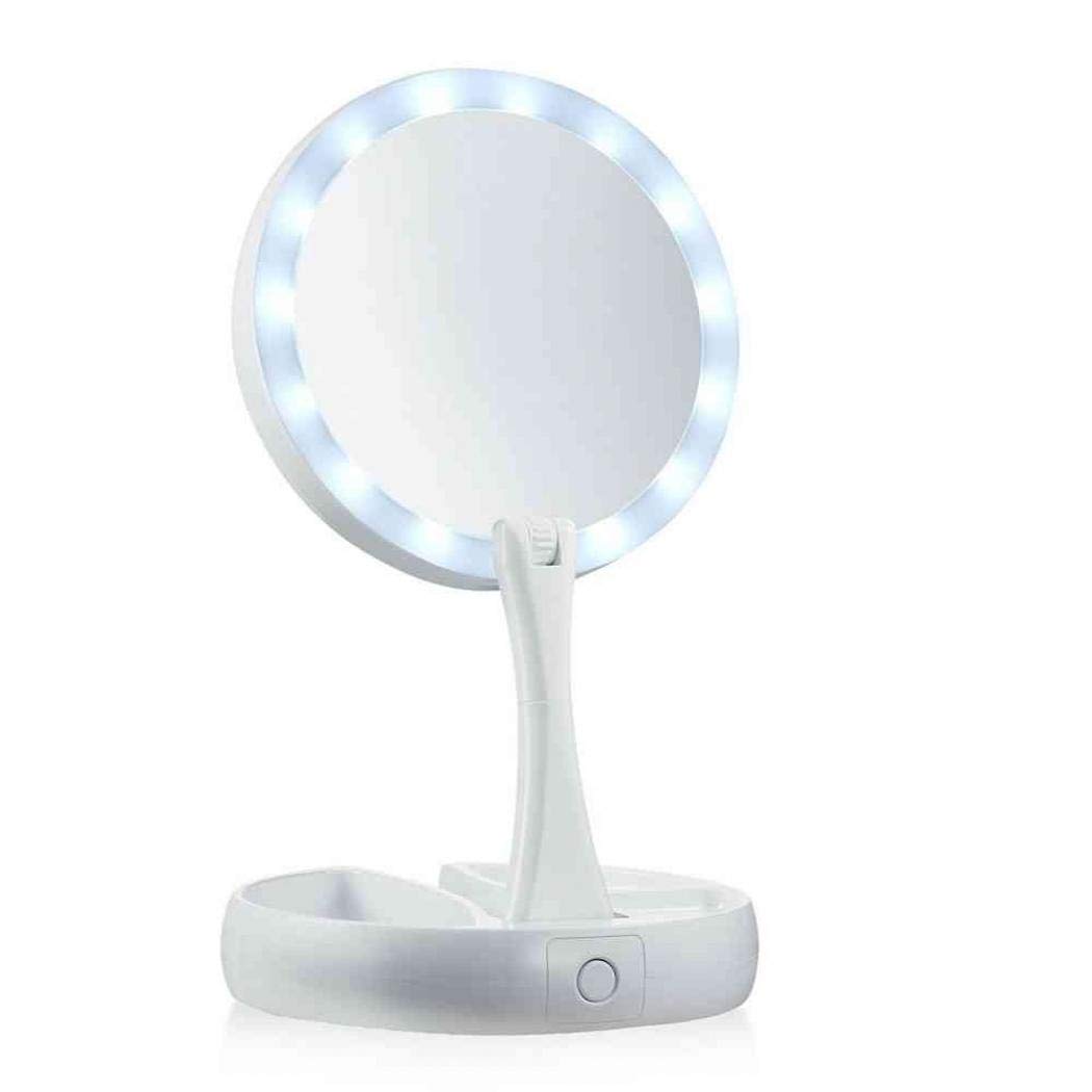  Led Lighted Travel Makeup Mirror 1x 10x