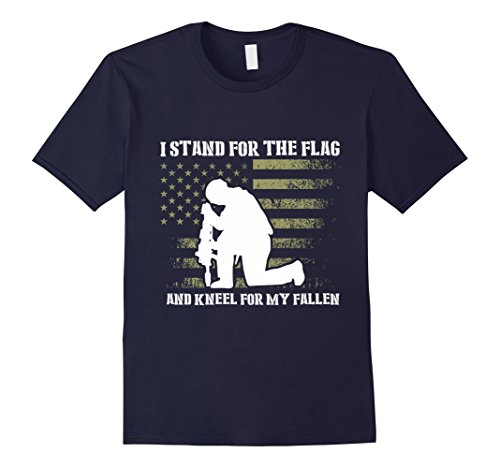 Mens I Stand For The Flag And Kneel For Fallen Veteran T Shirt XL Navy
