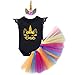 Infant Toddler 3PCS Outfit Skirt Tutu Onesie Unicorn Headband Romper Cake Smash Crown Princess Costume Christmas Dress #1 Black Lace Sleeve 12-18 Months