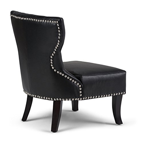 Simpli Home AXCKITS7305-TBL Kitchener Traditional Accent Slipper Chair Textured Bonded Leather Black 28 inch Wide - Thumbnail 3