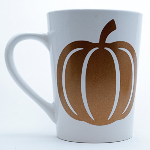 Elegant Fall Pumpkin Coffee Mug in Metallic Copper and White (14oz)