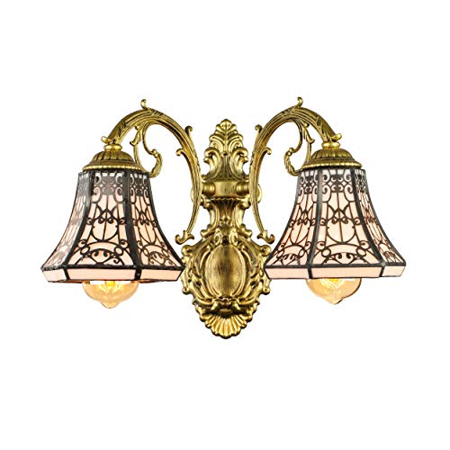 RUNNUP Elegant Tiffany Wall Sconce Iron Fence Stained Glass Adjustable Wall Light Vintage Lighting 2