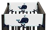 Blue Whale Collection Teething Protector Cover Wrap Baby Crib Side Rail Guards - Set of 2