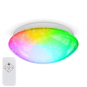 B.K.Licht I Plafondlamp met sterrendecoratie I dimbare plafoniere I sterrenhemel effect I lampen dimbaar I RGB…