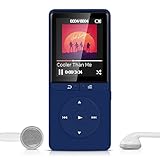 16GB MP3 Player, AGPTEK A20S Portable Music Player with FM Radio/Voice Recorder(70 Hours Playback & up to 64GB Slot) for Sport,Dark Blue