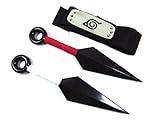 OliaDesign Konoha Leaf Village Ninja Shinobi Cosplay Headband with Red and White Ninja Weapons Props Big Kunai Plastic Toy