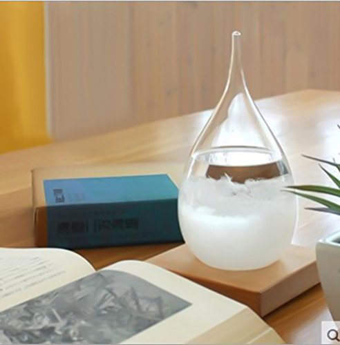 ZTANPS - LARGE Storm Glass Weather Predictor, Desktop Drops Decoration Crafts Conversation Piece Creative Stylish Weather Station Forecaster Storm Glass Bottles Barometer with Wood Base(LARGE)