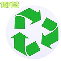 4 Inch Large Circle Recycle Sticker,Self Adhesive Recycling Symbol Bins Labels Decals| Organize & Coordinate Garbage Can Trash Bins Containers Trashcan (Green,15pcs)