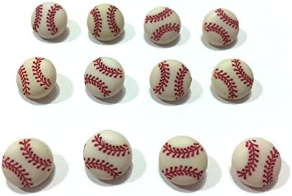 Baseball Buttons Set of 12 Shank Back 7/16" Diameter Tiny Sports Equipment by Jesse James Buttons Dress It Up Buttons - 884 B