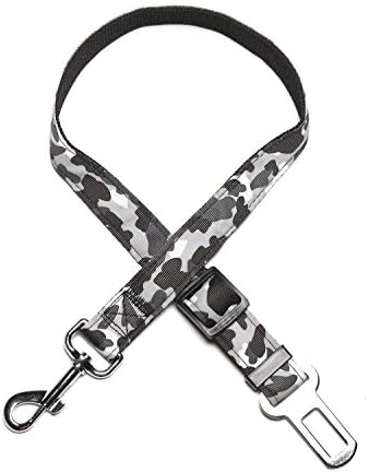 Durable Adjustable Dog Cat Car Seat Belt, Nylon Safety Car Vehicle Camouflage Pet leash (Black)