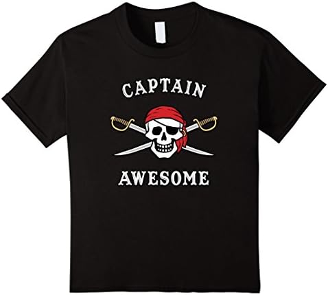 Kids Captain Awesome Funny Pirate T-shirt 10 Black