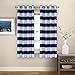 Turquoize Striped Curtain Room Darkening Grommet Unlined Window Curtains Navy Blue Striped Curtain Panels for Living Room/Bedroom Set of Two Panels Each 52 x 63 - Inch
