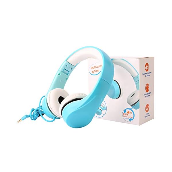 Volume-Limited-LINKWIN-Kids-Safety-Foldable-Stereo-Headphones35mm-Jack-Wired-Cord-Earbuds-Volume-Controlled-at-85dB-OnOver-Ear-Children-Toddler-Headset-for-iPad-Kindle-Airplane-School-Blue Kids Headphones, KPTEC Children Headphone for Boys, Over Ear,Wired Headset Volume Limited Child Earphones Foldable…