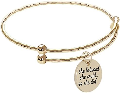 Initial Engraved Believed Bracelet Expendable Charm Bangle Gold For Girl Women Personalized Graduation Gift …