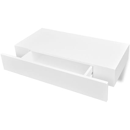 Vidaxl 48 Cm White Floating Drawer Shelf Storage Display Shelving