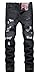 NITAGUT Men's Ripped Slim Fit Tapered Leg Jeans Smoke Black-US 34