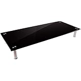 Monoprice Medium Multimedia Desktop Stand, Black Glass 25.6" x 11.0" - Stand & Riser, Laptop Stand, Desktop TV Stand, Dual Monitors w/Height Adjustable Legs - Workstream Collection