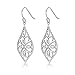 Highly Polished Sterling Silver Filigree Four Leaf Clover Shamrock Dangle Drop Earrings