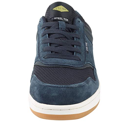 Safety Toe Athletic Shoes - Skater Style, Safety Toe Shoe Sneakers - Steel Toe Plus Slip Resistant and Electrical Hazard Resistant - Blue - Size (10)