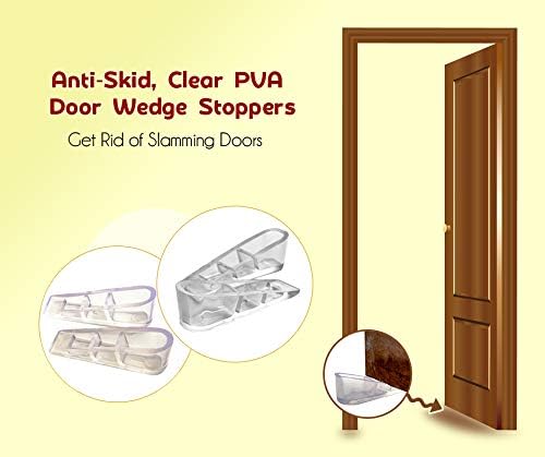 HealthAndYoga Anti-Skid, Clear PVA Door Wedge Stoppers - Antifragile, Durable Plastic - Set of 2, White, 9.7 cms. approx - Image 5