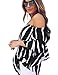 Kizaen Women's Striped Shirt Off Shoulder Bell Sleeve T Shirt Front Tie Knot Casual Blouses Tops