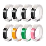 Label KINGDOM Compatible Label Tape Replacement for DYMO Embossing Labels 3/8 Inch Colorful 3D Plastic Emboss Labeling Tape for Organizer Xpress Pro 12965 DYM12966 Office Mate II, 8-Roll
