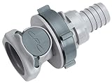 CPC (Colder) HFCD16812 Valved Bulkhead Panel Mount Hose Barb, PP, 3/8" Flow Size, 1/2" ID
