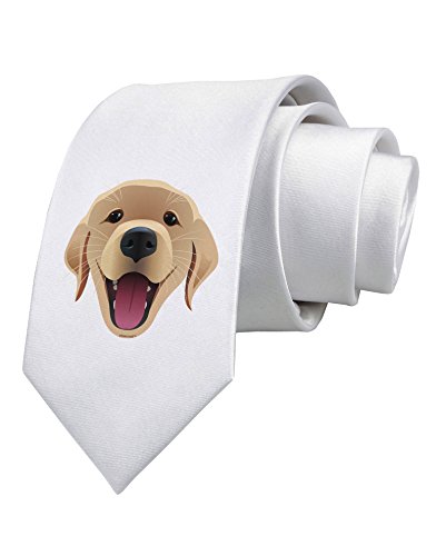 TooLoud Cute Golden Retriever Puppy Face Printed White Neck Tie