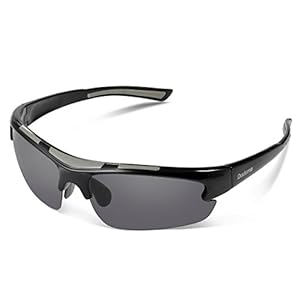 Duduma 偏光レンズ メンズスポーツサングラス 超軽量 UV400 紫外線をカット スポーツサングラス／ 自転車／釣り／野球／テニス／ゴルフ／スキー／ランニング／ドライブ TR62 (ブラック/ブラック)