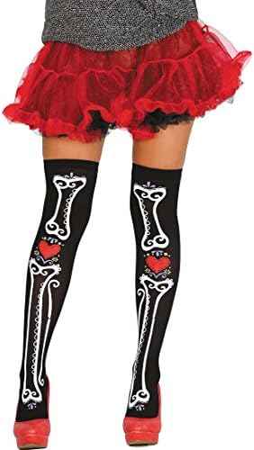 NET TOYS Overknees La Catrina Stockings Dia de los Muertos pantihose sugar skull pantyhose day of the dead Costume accessories Calavera Halloween party panty hose accessory