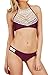 CUPSHE Women's Blooming Above Lace Halter Bikini Set Beach Swimwear,Deep Burgundy,Small