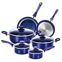 Pots and Pans Set,Aluminum Cookware Set, Nonstick Ceramic Coating, Fry Pan, Stockpot with Lid, Blue,10 Pieces Pots and Pans Set,Aluminum Cookware Set, Nonstick Ceramic Coating, Fry Pan, Stockpot with Lid, Blue,10 Pieces