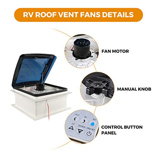 Partol RV Roof Vent Fan with Remote and Rain Sensor Camper RV