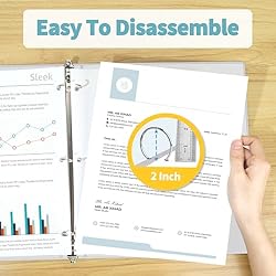 SUNEE 3 Ring Binder 2 Inch 1 Pack, Clear View