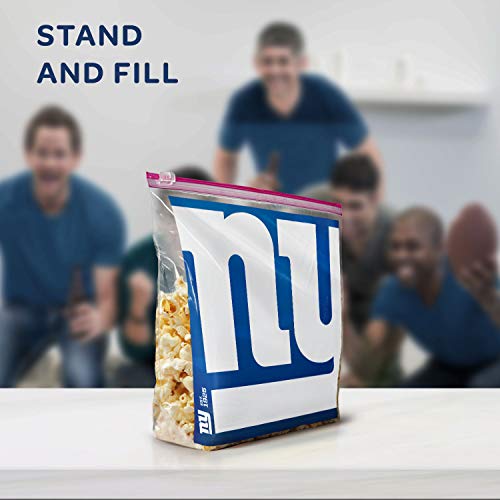 ZIPLOC SLIDER STORAGE GALLON BAG, GREAT FOR GRAB-AND-GO SNACKING, TAILGATING OR HOMEGATING, 20 COUNT- NFL NEW YORK GIANTS