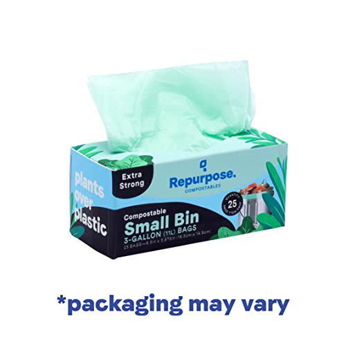 Repurpose 3 Gallon, 11 Liter Super Strong, Small Compostable Trash Bags