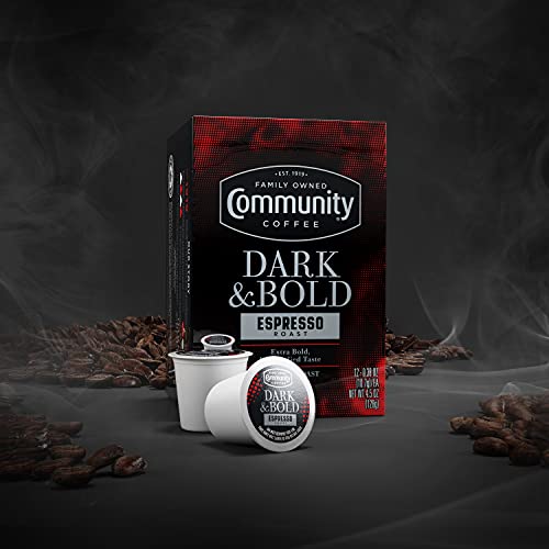 Community Coffee Dark & Bold Espresso Roast Coffee Pods, 72 count