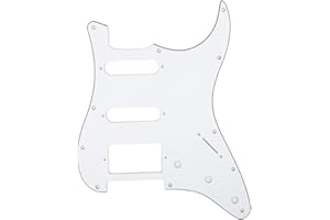 Musiclily HSS 11 Holes Strat Electric Guitar Pickguard Scratch Plate for Fender USA/Mexican Made American Standard Stratocaster Modern Style Guitar Parts,3Ply White