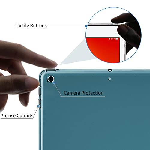 EasyAcc Case Cover Compatible with iPad 9th Generation / 8th and 7th Generation 10.2 Inch 2021 2020 2019 Model - Ultra Thin Transparent Back Case (Peacock Blue)