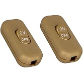 Helunsi 2-Pack Light Brown Inline Switch, Lamp Cord Button in Line Switch | Inline Light Switches Rated 6A, 250V, Rocker Control Replacement Parts for Lamp Cord, Fits Appliances and Table LED Lights