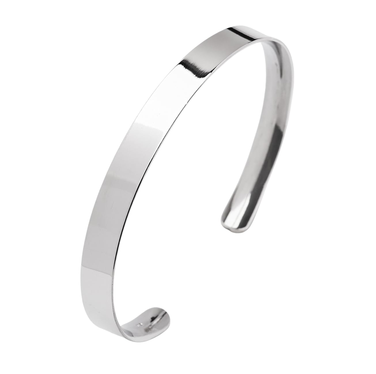 Treasure Bay Men's 925 Silver Bangle, Solid Silver Cuff Bracelet for Men