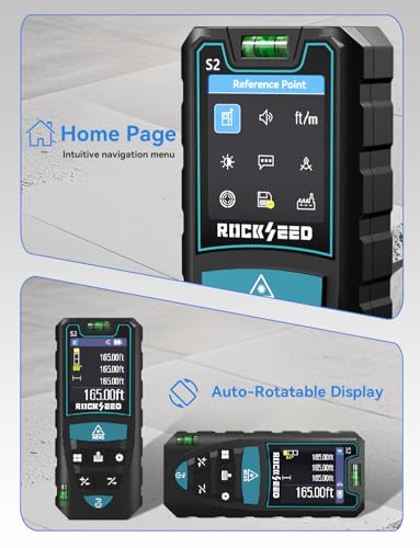 Laser Meter 50M, RockSeed HD IPS Display Digital Laser Distance Meter with Electric Angle Sensor, Portable Laser Rangefinder with 5 Units, Distance/Area/Volume/Pythagorean Measurement, etc.