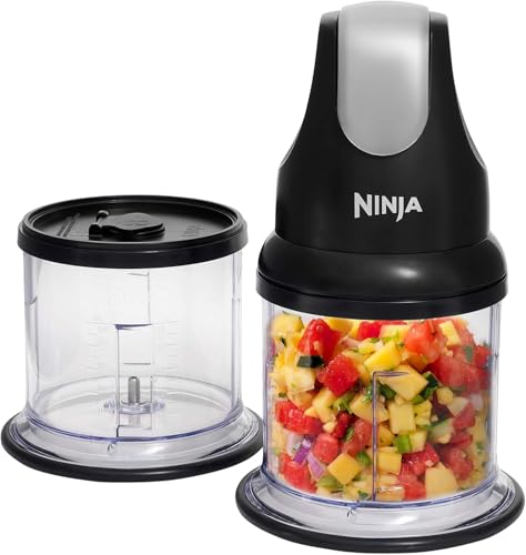 Ninja Express Chop Mini tritatutto per verdure ed erbe aromatiche, Trita, sminuzza e frulla per creare salse, intingoli, puree e zuppe, tritaverdure, Nero, NJ1002EUBK